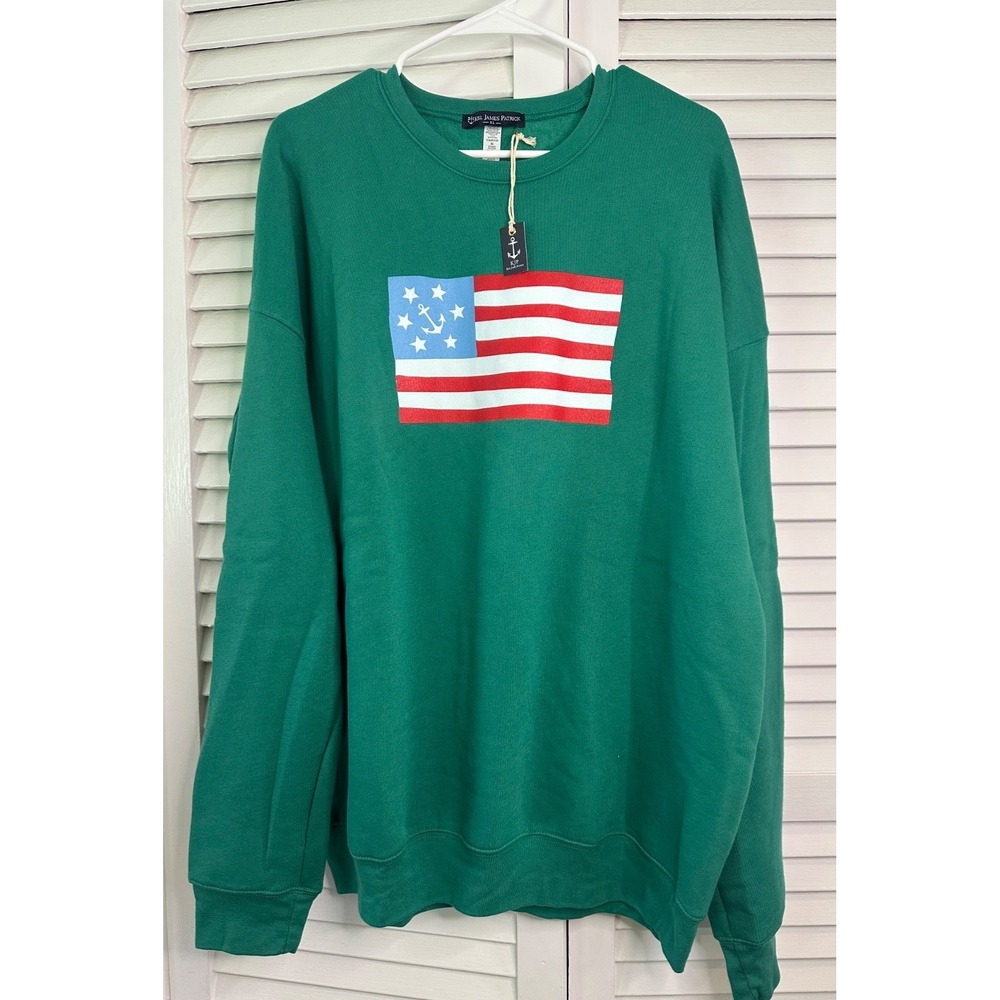 NWT Kiel James Patrick Size XL Green American Yacht Flag Anchor Sweatshirt